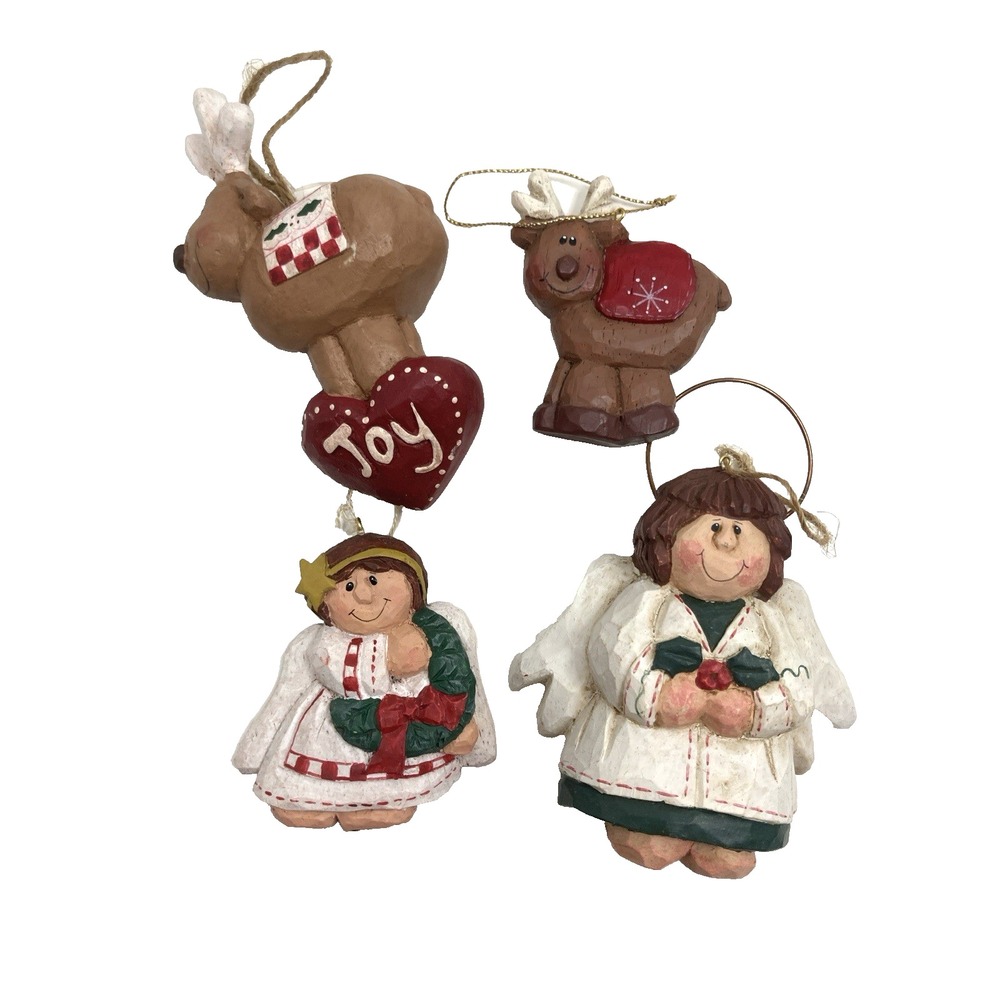 Vtg Midwest of Cannon Falls Angel Resin Christmas Ornament Eddie Walker Set of 4